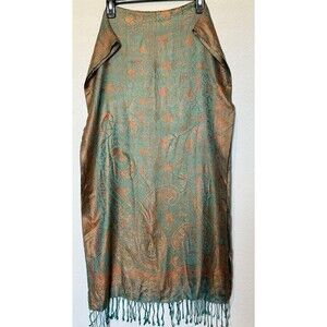 Kashmiri Silk Scarf 100% Pure Silk Paisley Wrap Shawl Pashmina  Boho